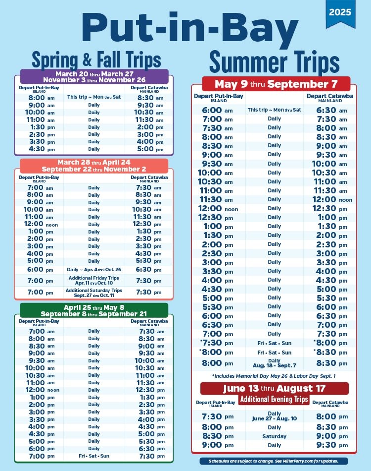 MILLER FERRY SCHEDULE