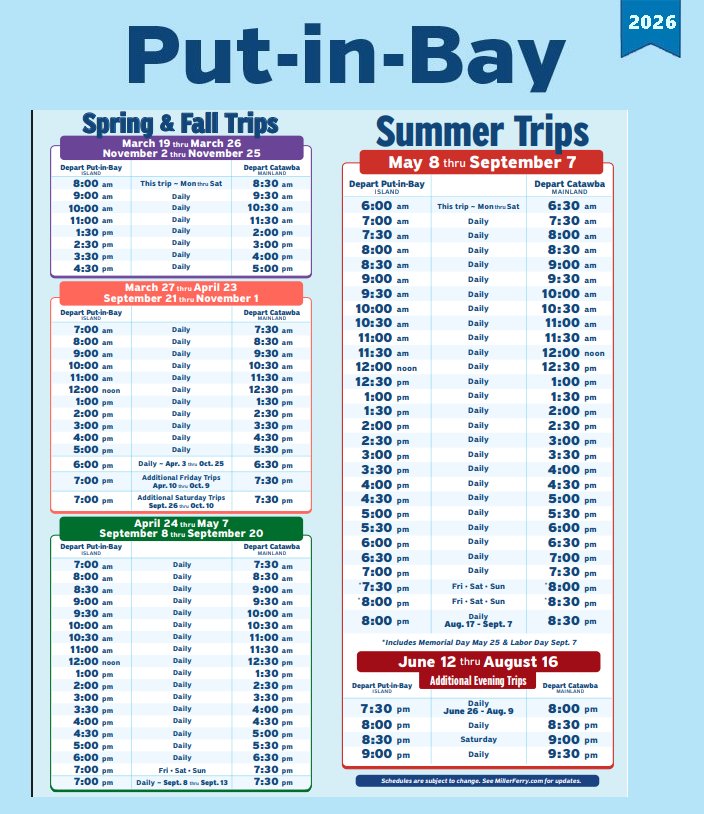 MILLER FERRY SCHEDULE